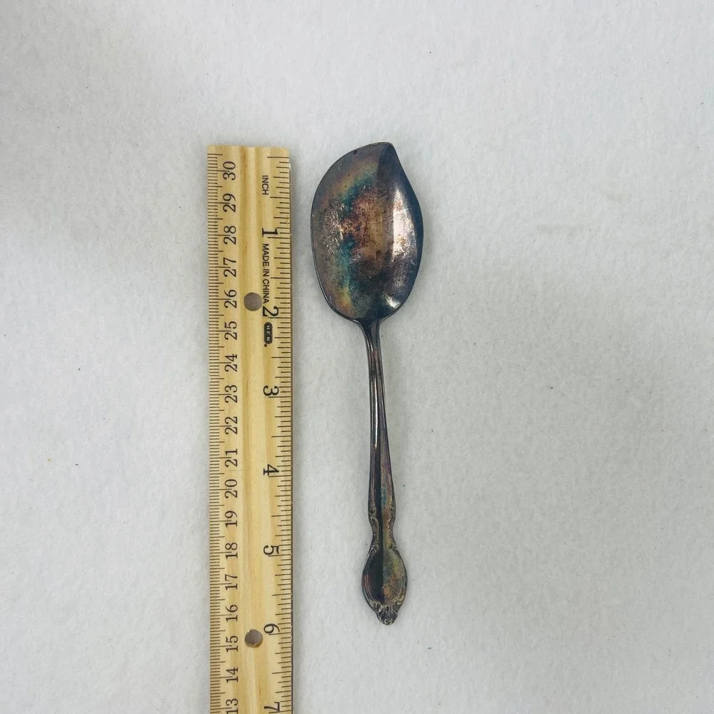 Unbranded Cream Soup Spoon OS Floral Scroll Silver Tarnish Vintage Fair